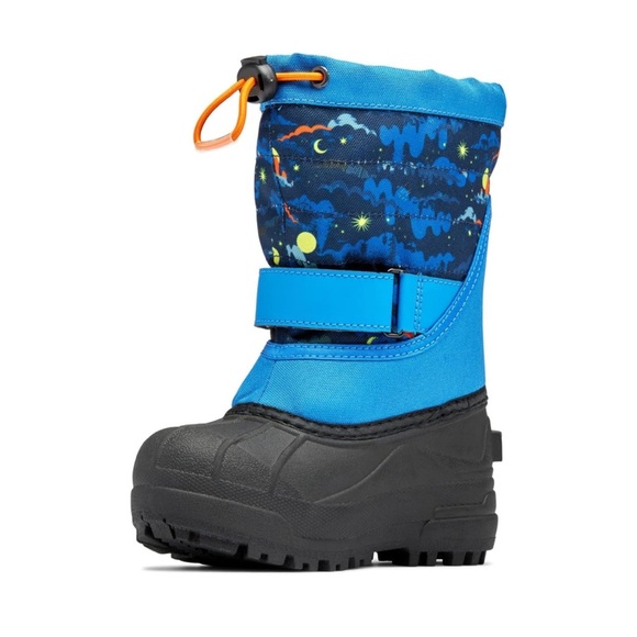 nwt Columbia Youth Powderbug Plus II Print Boot in Blue Black Size 6 & 7 Toddler - Picture 16 of 17